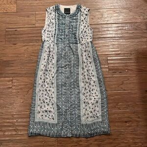 Anna Sui for Anthropologie Striped Floral Silk Sleeveless Dress